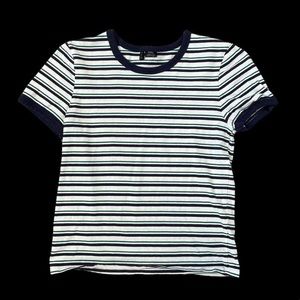 Zine navy, green, and white striped crop top